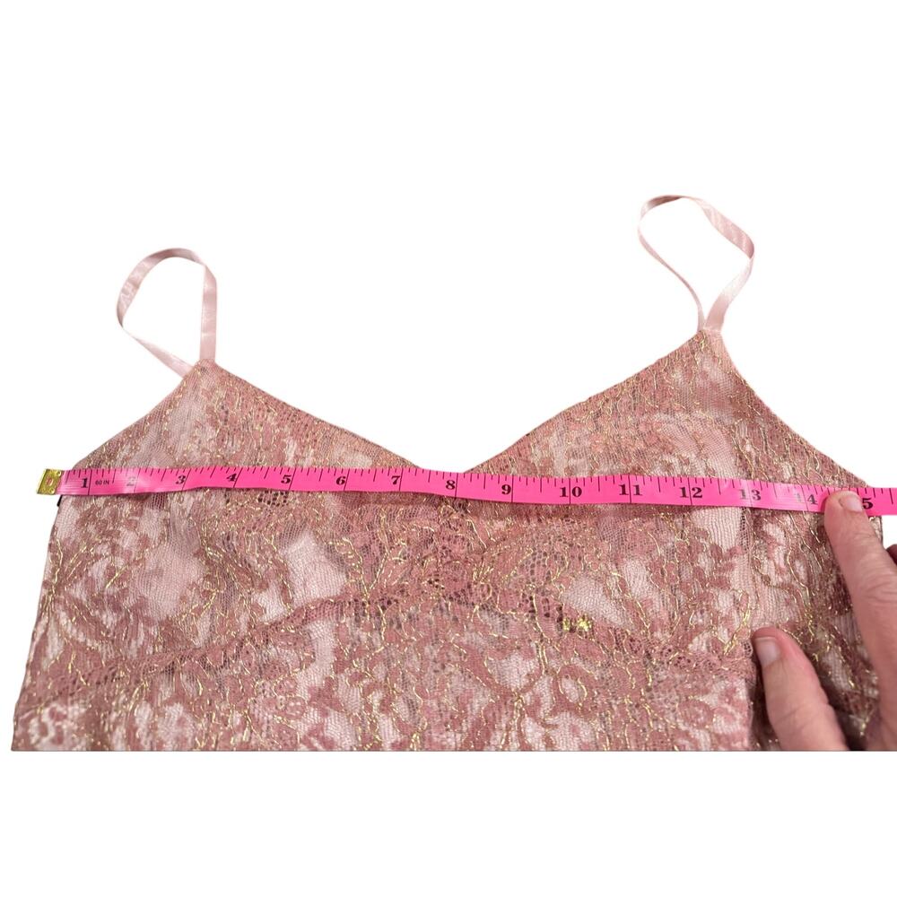 NWT Ann Taylor pink and gold metallic lace formal sash cocktail dress Size 4 - Picture 6 of 13